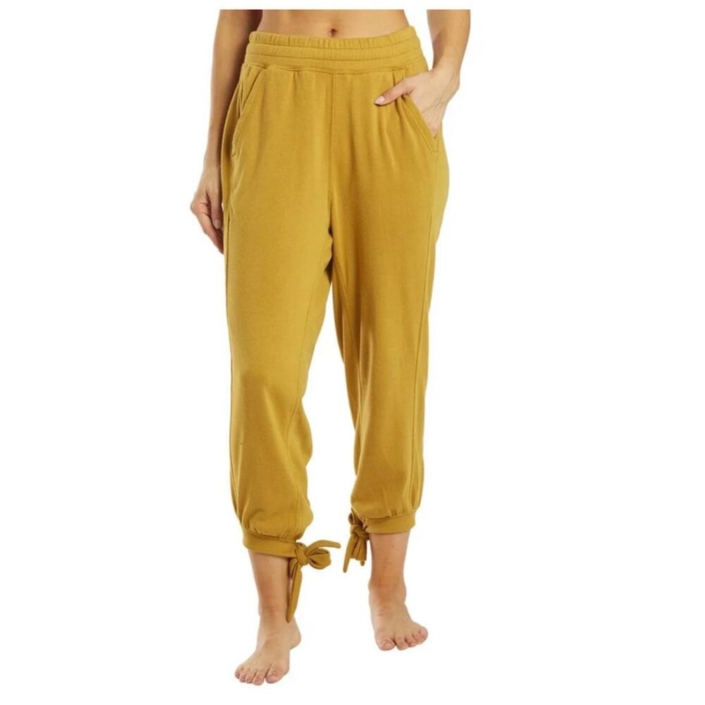NWT Fp Movement Free People Circle Back Tie Hem Cropped Jogger Pants burnt gold